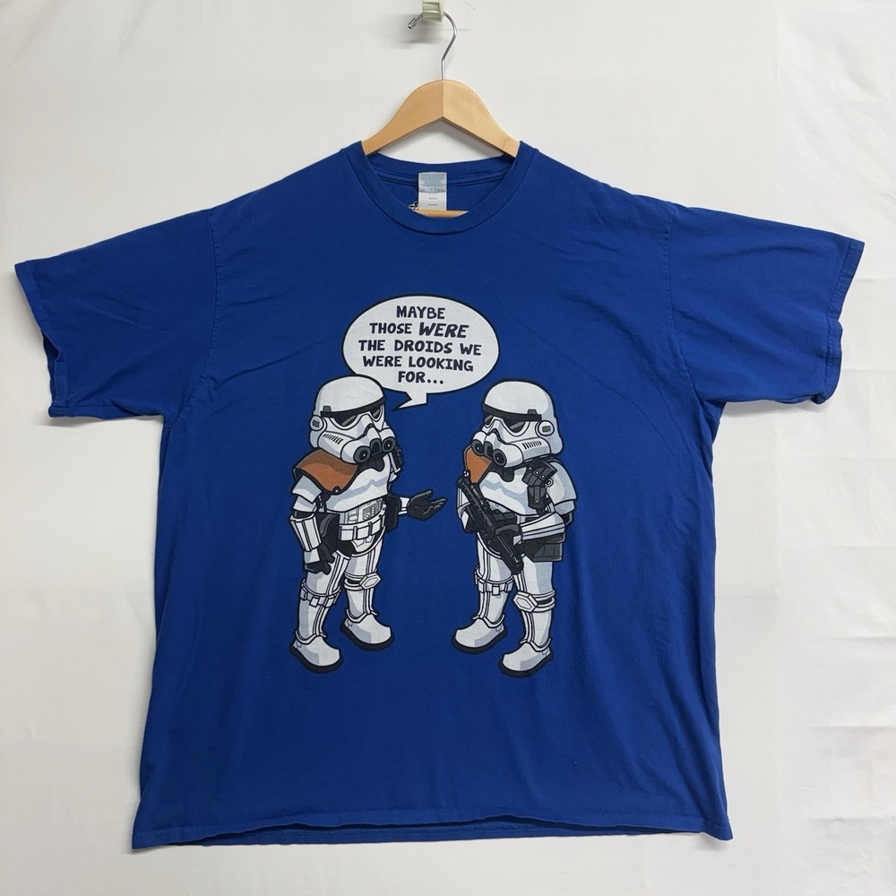 Port & Company Star Wars Parody T-Shirt 2XL "Maybe‎ Those Were the Droids" Blue